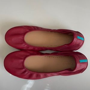 Teaks, ballet flats, matte red size 9 gently used only with foot pad insert